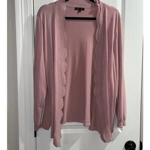 Lety & Me - Scalloped Pink Cardigan Sweater  EUC 3X